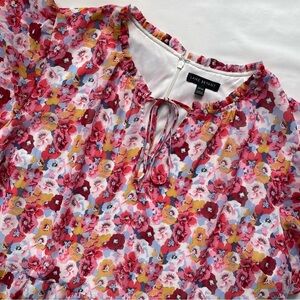 Lane Bryant Pink Short Sleeve Floral Chiffon Tiered Maxi Dress Size 22/24